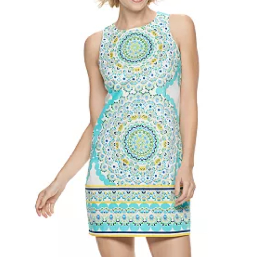 Medalion baroque turquoise yellow mod dress